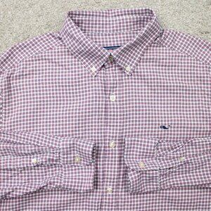 Vineyard Vines Shirt Mens‎ XL Pink Classic Fit Whale Cotton Long Sleeve Button